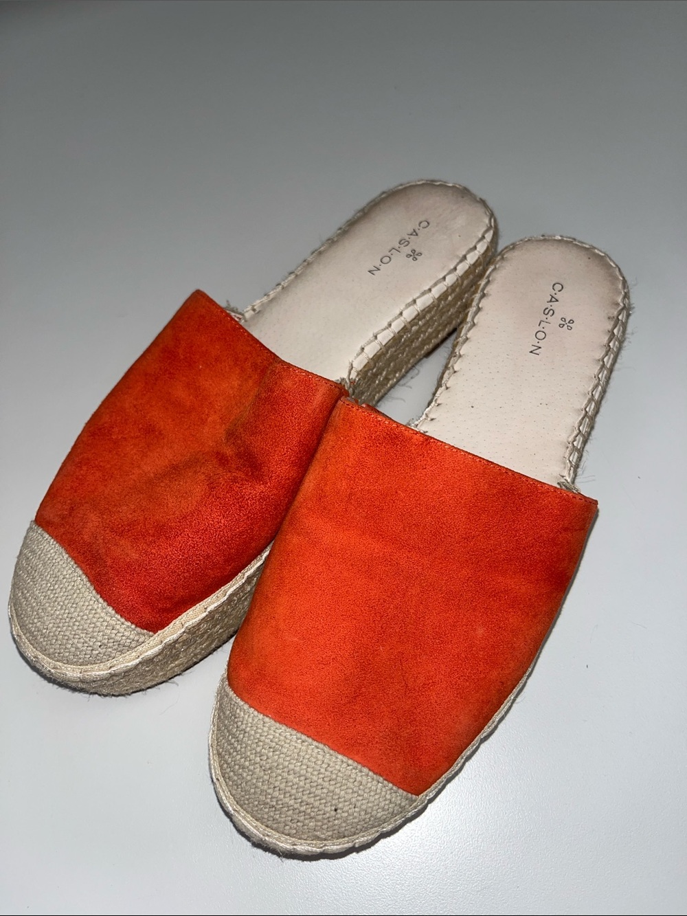 Caslon Orange Suede Espadrille Mule Slides size 8